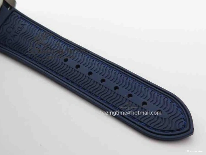 0129 EyeCatching Planet Ocean Master Chronometer SS OM 1:1 Best Edition Blue Dial On Leather Strap A 8176